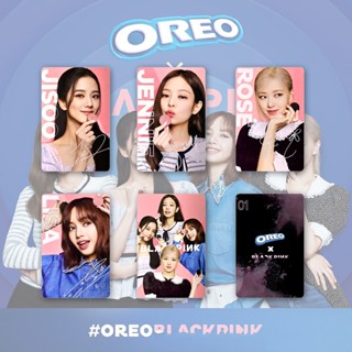 โปสการ์ดอัลบั้ม Black-Pink ×OREO LISA JISOO ROSE JENNIE สีดํา สีชมพู จํานวน 5 ชิ้น ต่อชุด