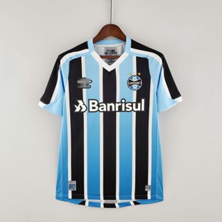 เสื้อกีฬาแขนสั้น ลายทีมชาติฟุตบอล Gremio 22-23 ชุดเหย้า มีสีฟ้า สีดํา สีขาว