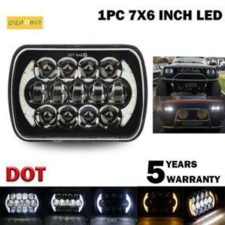 ไฟหน้าโปรเจคเตอร์ LED DRL 210W 5X7 นิ้ว 7X6 นิ้ว พร้อมสาย H4 สําหรับ Chevrolet Jeep Cherokee XJ Toyota Tacoma และปิ๊กอัพ 88-95 1 ชิ้น