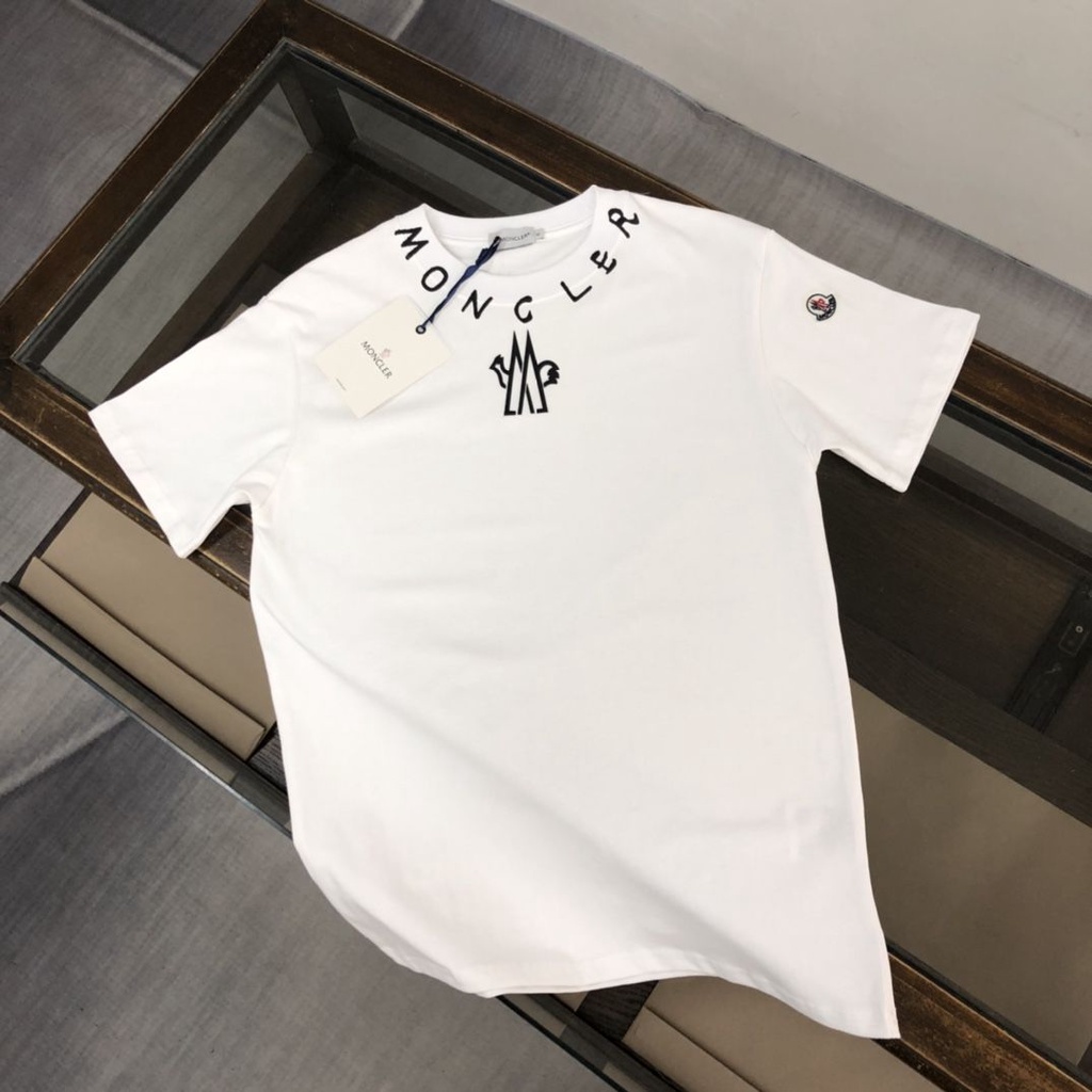 มอนซล 2023ใหม่อาวุโสแฟชั่นเสื้อยืดผ้าฝ้ายพิมพ์เสื้อยืดผู้ชายเสื้อแขนสั้นแบรนด์น้ําคอลูกเรือ