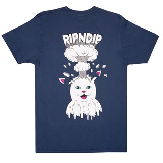 เสื้อยืดแขนสั้น พิมพ์ลายแมว ripndip pariah สไตล์อเมริกัน สําหรับผู้ชาย และผู้หญิง