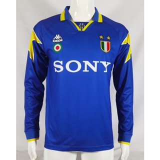 เสื้อกีฬาแขนยาว ลายทีมชาติฟุตบอล Juve 95-96 ชุดเยือน สไตล์เรโทร