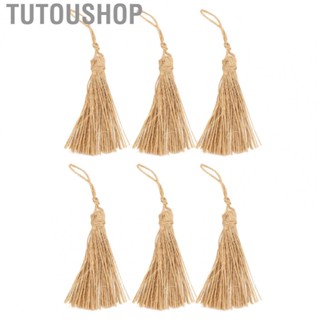 Tutoushop 6Pcs Natural Jute Tassels Simple Rustic Style Natural Jute Widely Used Ne