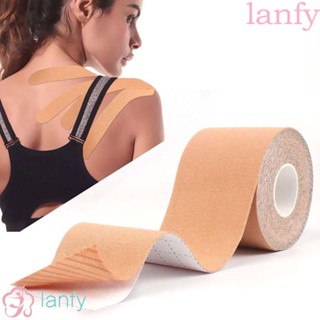 Lanfy เทปสติ๊กเกอร์ผ้าฝ้ายยืดหยุ่นสําหรับเล่นกีฬาเทนนิสบําบัดกล้ามเนื้อ