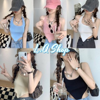 L.A Shop​-​พร้อมส่ง  เสื้อไหมพรมคล้องคอ ด้านหน้าทรงสามเหลี่ยมเก๋ๆ ผ้านิ่มใส่สบายมี5 สี "7636" -C