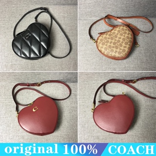 COACH ce724 Heart กระเป๋าสะพายผู้หญิง/กระเป๋าผู้หญิงหนังวัวรูปหัวใจ/แฟชั่นคลาสสิก/จำนวนจำกัด