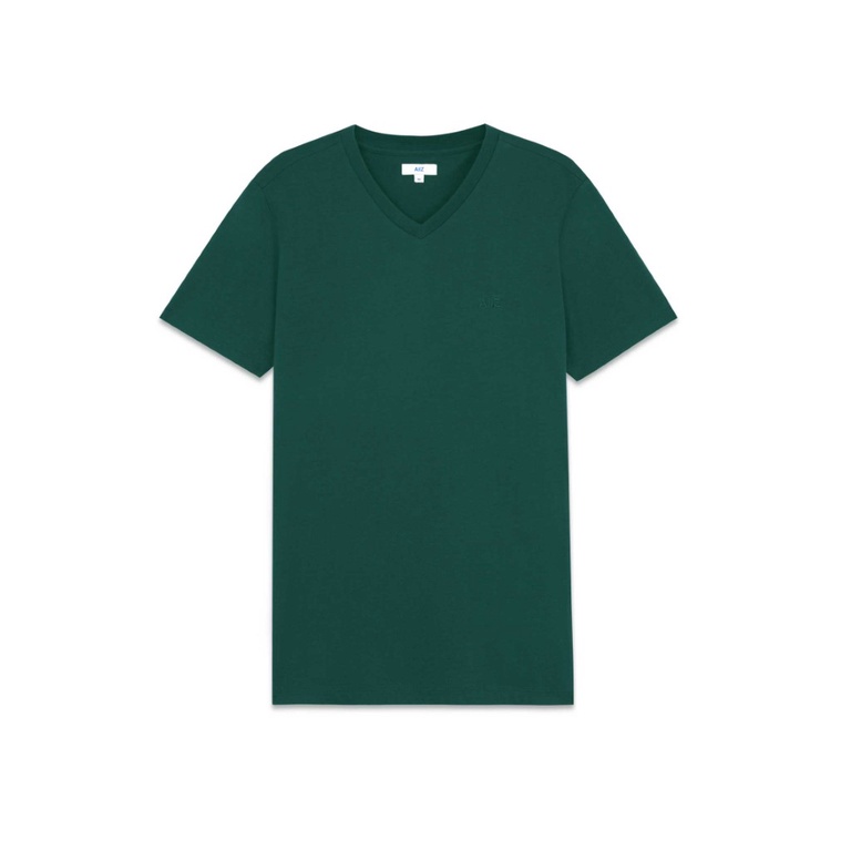 AIIZ (เอ ทู แซด) - เสื้อยืดสีพื้นคอวี ปักโลโก้ AIIZ ผ้าคอตตอนโพลีเอสเตอร์nMen's AIIZ Logo T-Shirts Cotton Polyester