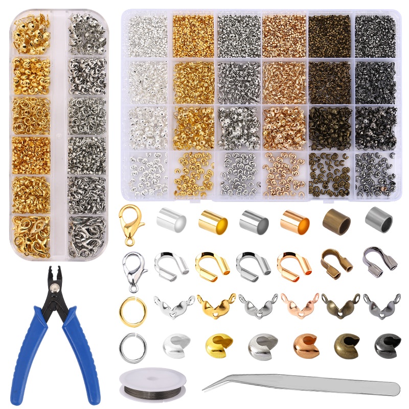 ชุดอุปกรณ์คีมย้ําลูกปัด ทองเหลือง สําหรับทําเครื่องประดับ DIY