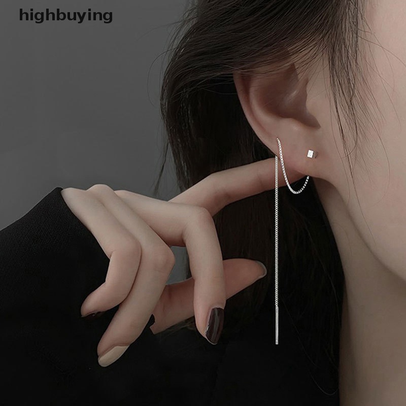 [ซื้อสูง] สไตล์เรียบง่ายกล่องโซ่พู่วางต่างหูผู้หญิงยาวห้อยต่างหูสายอุปกรณ์เสริมบางอินเทรนด์เครื่องประดับหูใหม่สต็อ
