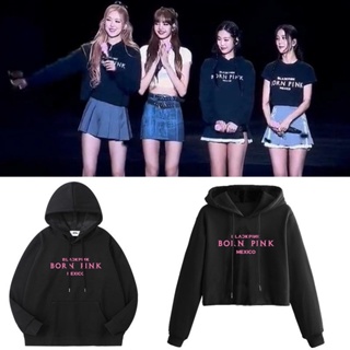 เสื้อแจ็กเก็ตกันหนาว มีฮู้ด ลายศิลปินเกาหลี BORN PINK Mexico Show KPOP BLACKPINK 2023 Kim Jisoo LISA Rosé Jennie สําหรับผู้ชาย และผู้หญิง