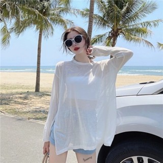 เสื้อยืด ผ้าเรยอน ฉลุลาย กันแดด เซ็กซี่ ทรงหลวม เข้ากับทุกการแต่งกาย พลัสไซซ์ ระบายอากาศ เหมาะกับฤดูร้อน สําหรับผู้หญิง