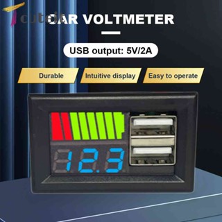 โวลต์มิเตอร์รถยนต์ 12V 5V 2A ไฟแสดงสถานะความจุแบตเตอรี่ สําหรับแบตเตอรี่ตะกั่วกรดยานพาหนะ