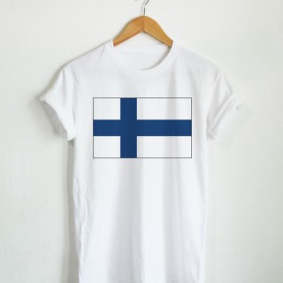 เสื้อยืดลาย ธงชาติฟินแลนด์ ประเทศฟินแลนด์ Finland Flag เสื้อยืดสกรีน แขนสั้น คอกลม