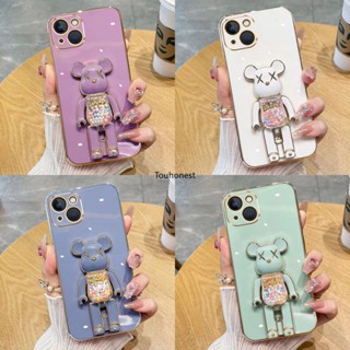 For Apple เคสไอโฟน iPhone 12 Pro Max เคส iPhone 7 Plus Case iPhone 13 Mini Case iPhone 8 Plus Case iPhone SE Case iPhone XR Case Silicone Cartoon Anime Cute Kaws Bear Stand Phone Cover Cassing Case TX โทรศัพท์มือถือ ซิลิโคน ลายการ์ตูนหมี น่ารัก พร้อมขา