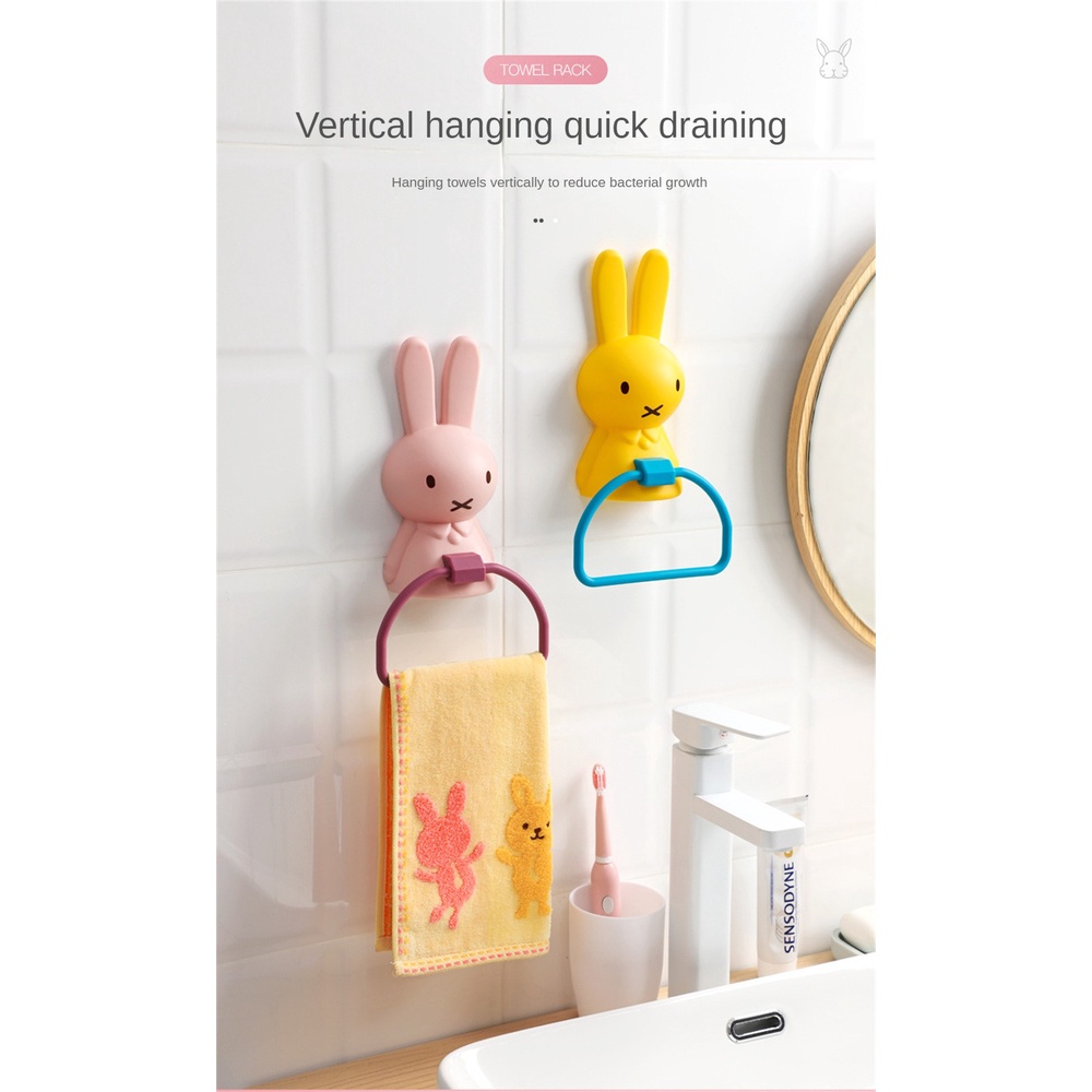 การ์ตูน Miffy ตะขอ ตะขอแขวนผนัง ชั้นวางผ้าขนหนูสร้างสรรค์ห้องน้ำเด็กล้างหน้าตะขอหมัดฟรีผ้าขนหนูแขวนตู้ ​แขวน 【bluey】 ราคา ถูกที่สุด ดีลบีเคเค แกลเลอรีภาพที่ 6
