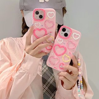 เคสซิลิโคน ลายการ์ตูนจุด หัวใจ 3D พร้อมสายคล้อง สําหรับ iPhone 14 13 12 Pro Max 11 14promax