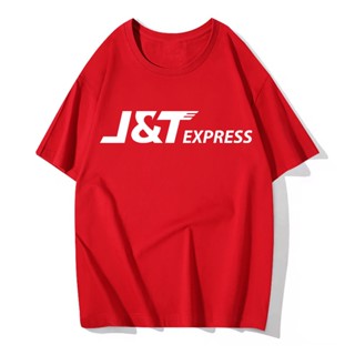 J&amp;T Express เสื้อเชิ้ตแขนสั้นผู้ชาย คอกลม เสื้อยืดผู้หญิง เสื้อยืด oversize ผ้าคอตตอน