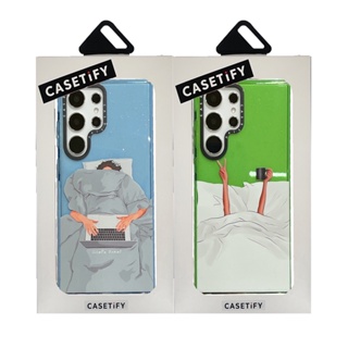 CASETIFY เคสโทรศัพท์มือถือ TPU นิ่ม กันกระแทก ลายกาแฟตอนเช้า แต่งกลิตเตอร์ พร้อมกล่องบรรจุ สําหรับ Samsung Galaxy S23 Ultra Plus S22 Ultra