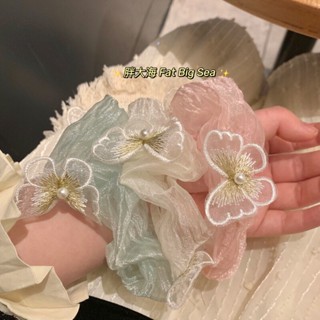 Influencer Scrunchy ยางรัดผม ตาข่าย ฤดูร้อน ยางรัดผม ซองหนัง ผีเสื้อ เครื่องประดับผม 2023