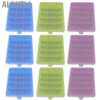 Aliwell 3Pcs Ice Cubes Mould Silicone Stackable Dishwasher 15 Grids Ice Tray With Lid