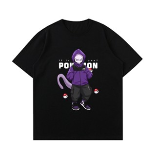 Anime Pokémon ผ้าฝ้าย คอกลม ลำลอง การ์ตูน เสื้อยืด ชายและหญิงUnisex