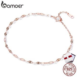 Bamoer สร้อยข้อมือเงิน 925 สีโรสโกลด์ แวววาว เครื่องประดับ สําหรับผู้หญิง ของขวัญ