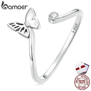 BAMOER sterling 925 silver butterfly open ring SCR772