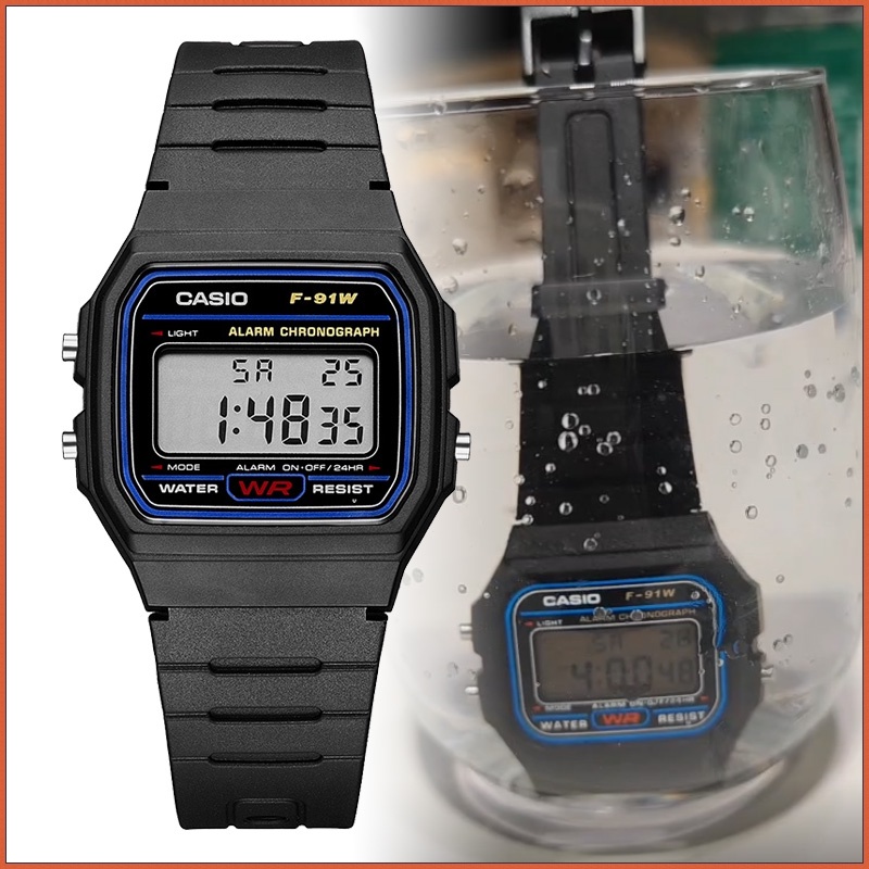 นาฬิกาcasioผู้ชาย Casio g shock นาฬิกา กันน้ํา นาฬิกาข้อมือดิจิทัล LED กันน้ํา สําหรับผู้ชาย และผู้หญิง F-91W ต้นฉบับ 100% casio edifice watch