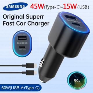 ที่ชาร์จในรถยนต์ แบบพอร์ตคู่ ชาร์จเร็วมาก สําหรับ Samsung Galaxy S23 S22 Ultra S21 S20 FE - 45W+15W PD USB Type C Z Fold 2 3 4 S10 5G