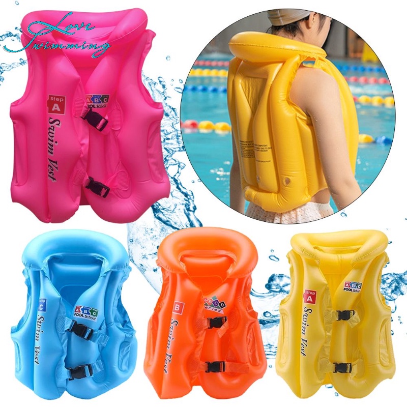 เสื้อชูชีพว่ายน้ํา PVC แบบเป่าลม เพื่อความปลอดภัย สําหรับเด็ก