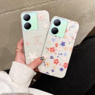 ใหม่ พร้อมส่ง เคสโทรศัพท์มือถือ ซิลิคอน TPU นิ่ม แบบใส บางพิเศษ ลายดอกไม้ โรแมนติก แฟชั่น สําหรับ VIVO Y78+ Y27 Y36 4G 5G Y02t 2023