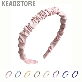 Keaostore Ruched Hair Band Satin Pleated Headbands Ruffled Hair Hoop Fashionable Hair Accessories for Women Girls