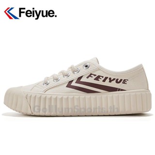 Feiyue รองเท้าผ้าใบลําลอง เข้ากับทุกการแต่งกาย สีขาว แฟชั่นฤดูใบไม้ร่วง สไตล์เรโทร สําหรับสตรี 2022 443 CHQC