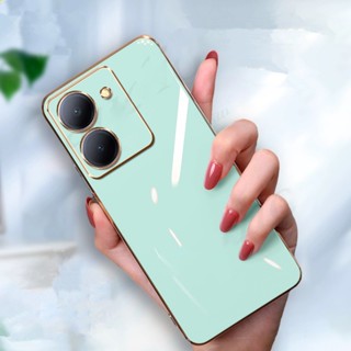 เคสโทรศัพท์ซิลิโคน TPU แบบนิ่ม ชุบทอง 6D ป้องกันกล้อง หรูหรา สําหรับ Vivo Y36 4G 5g Y 36 Y36