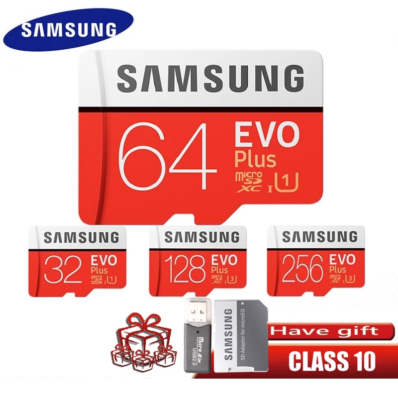 การ์ดหน่วยความจํา SAMSUNG EVO PLUS 32GB 64GB 128GB 256GB 512GB 1TB 16GB 8GB Class10 TF Card micro SD
