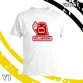 เสื้อยืด คอกลม แขนสั้น HELLABROKE สกรีน Flex pu  ขอบสวย คมชัด ผ้า cotton 100%