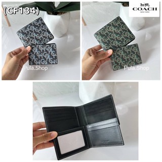 กระเป๋าสตางค์ ลายใหม่ พร้อมที่ใส่บัตร CF134 Wallet With Coach Monogram Print 005/007