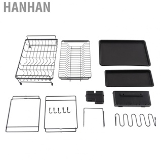 Hanhan Dish Drying Rack  2 Tier Detachable Top Rack Design Heavy Duty Carbon Steel Drainboard Set Easy To Install  for Kitchen