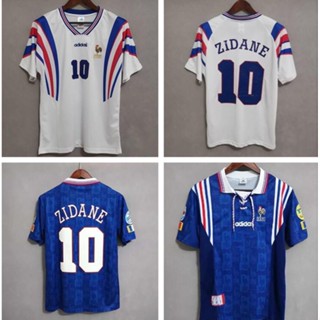 เสื้อกีฬาแขนสั้น ลายทีมชาติฟุตบอล France home 1996 ชุดเหย้า สไตล์เรโทร