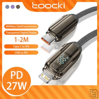 Toocki สายชาร์จ 3A 27W Type C เป็น iPh 2.4A USB เป็น 10S พร้อมจอแสดงผลดิจิทัล LED สําหรับ ip 11 12 13 14 Pro