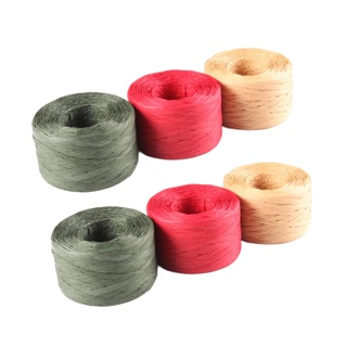 6 Rolls Gardening Gift Festival DIY Decorative Supplies Weaving Arts Craft Projects Green Brown Red Raffia Paper Ribbon