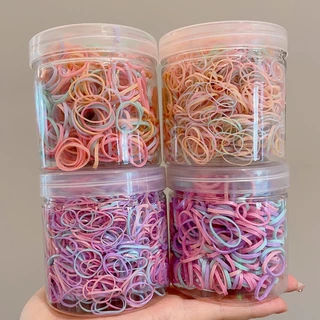 ชุด 2,000 ชิ้น ยางรัดผม แบบหนัง ยืดหยุ่นสูง ขนาดเล็ก สีมาการอง แฟชั่นฤดูร้อน สไตล์เกาหลี สําหรับเด็กผู้หญิง