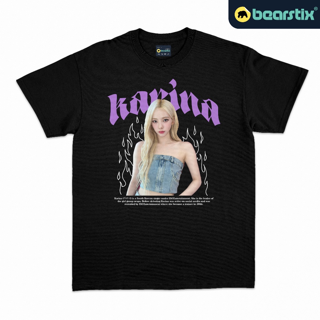 New Bearstix - Tshirt Karina - Kaos Aespa Flame - Baju Kpop Streetwear - Tshirt My World - Baju Spicy