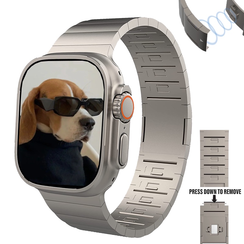 สายนาฬิกาข้อมือสเตนเลส หัวเข็มขัดแม่เหล็ก สําหรับ iWatch Ultra Band 49 มม. 45 มม. 41 มม. 44 มม. 40 มม. iWatch Series 8 7 6 SE 5 – โปรปัง