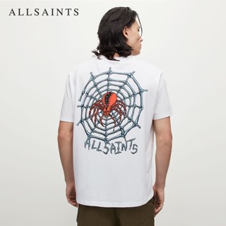 Allsaints ใหม่ เสื้อยืดคอกลม แขนสั้น พิมพ์ลาย สีขาว แฟชั่นฤดูใบไม้ผลิ ฤดูร้อน สําหรับผู้ชาย MG056Y