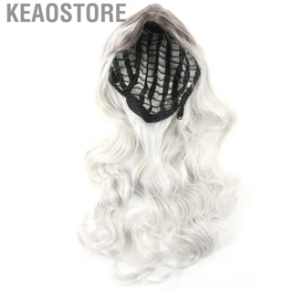 Keaostore Curly Wave Synthetic Wig  Gradient Gray Air Bangs Cosplay for Costume Christmas