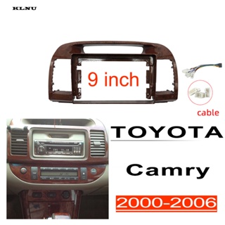 Klnu แผงเมาท์ขาตั้งวิทยุสเตอริโอ fascia 2din พร้อมสายเคเบิล สําหรับ TOYOTA Camry 2000-2006 9 นิ้ว