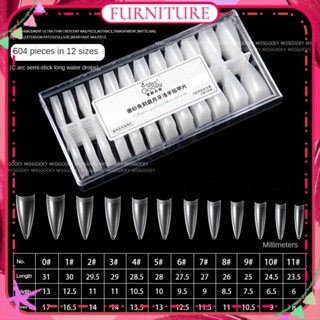 ♕ Miss Gooey 504pcs/1box Nail Art Fake Nail Ultra-thin French Crescent Trapezoid Nail Piece Seamless Matte Nail Extension Manicure Tool For Nail Shop 5 Designs FURNITURE