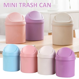 Mini Trash Can Storage Bucket Kitchen Plastic Desktop With Lid Small Trash Can