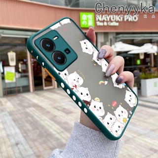 สําหรับ vivo Y35 เคสการ์ตูนแมวน่ารัก ฝ้า บาง ดีไซน์ใหม่ กันกระแทก เคสโทรศัพท์แข็ง แฟชั่น ขอบซิลิโคน เคสป้องกัน